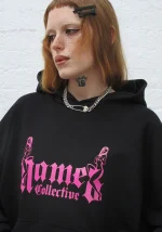 Accepting Tips Glitter Logo Pullover Hoodie Black-2