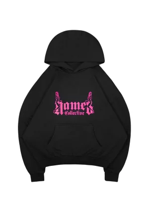 Accepting Tips Glitter Logo Pullover Hoodie Black