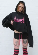 Accepting Tips Glitter Logo Pullover Hoodie Black-4