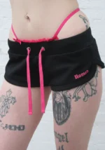 Accepting Tips Rhinestone Micro Racer Shorts Black-2