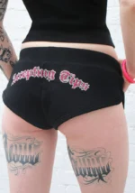 Accepting Tips Rhinestone Micro Racer Shorts Black-3