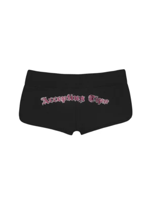 Accepting Tips Rhinestone Micro Racer Shorts Black