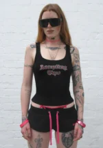 Accepting Tips Rhinestone Micro Racer Shorts Black-4