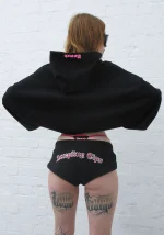 Accepting Tips Rhinestone Pullover Hoodie Black-1