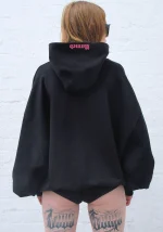 Accepting Tips Rhinestone Pullover Hoodie Black-3