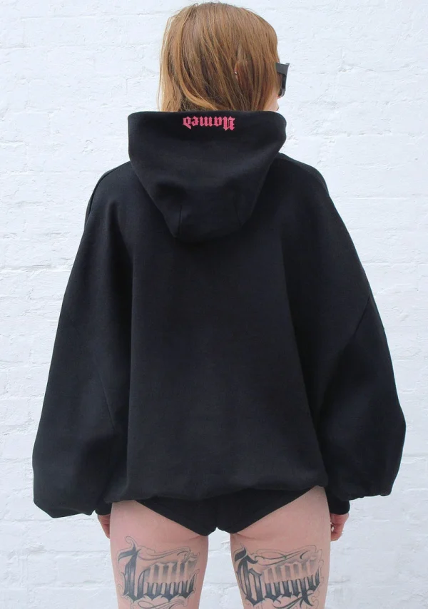 Accepting Tips Rhinestone Pullover Hoodie Black-3