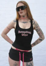 Accepting Tips Rhinestone Tank Top Black-1