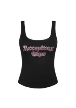 Accepting Tips Rhinestone Tank Top Black