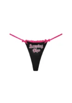 Accepting Tips Rhinestone Thong Black