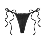 Allure Lace Thong Bikini Bottoms Black