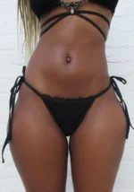 Allure Lace Thong Bikini Bottoms Black-2
