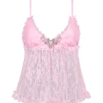 Allure Sheer Lace Cami Top Baby Pink