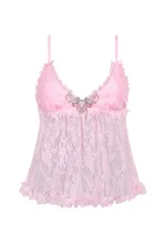Allure Sheer Lace Cami Top Baby Pink