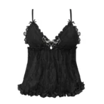 Allure Sheer Lace Cami Top Black