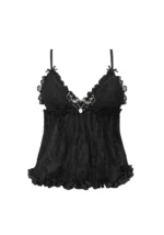 Allure Sheer Lace Cami Top Black