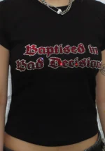 Bad Decisions Rhinestone Baby Tee Black-2