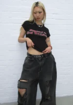 Bad Decisions Rhinestone Baby Tee Black-5