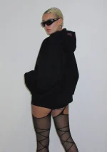 Bad Decisions Rhinestone Pullover Hoodie Black-3