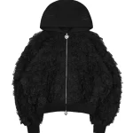 Bad Romance Lace Ruffle ZIP Hoodie Black