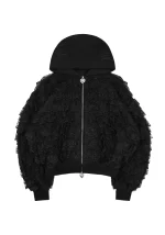 Bad Romance Lace Ruffle ZIP Hoodie Black