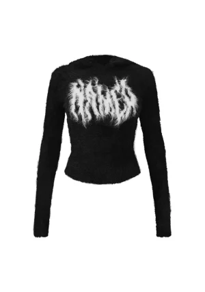 Bittersweet Fluffy Knit Hoodie Black