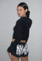 Bittersweet Fluffy Knit Micro Hotpant Shorts Black-4