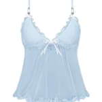 Blessed Sheer Mesh Cami Top Baby Blue