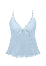 Blessed Sheer Mesh Cami Top Baby Blue