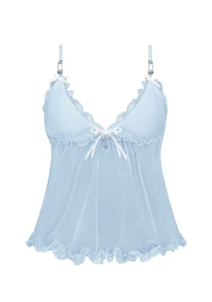 Blessed Sheer Mesh Cami Top Baby Blue