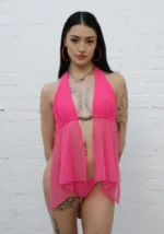 Charisma Charm Backless Halterneck Top Hot Pink-1