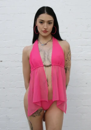 Charisma Charm Backless Halterneck Top Hot Pink-1