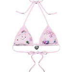 Charm Rhinestone Triangle Bikini Top Baby Pink