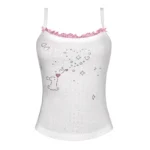 Cherish Pointelle Cami Top White