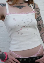 Cherish Pointelle Cami Top White-3