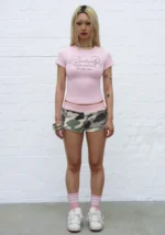 Collide Studded Velour Micro Shorts Camo-1