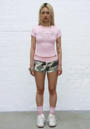 Collide Studded Velour Micro Shorts Camo-1