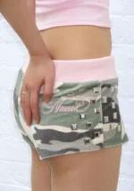 Collide Studded Velour Micro Shorts Camo-5