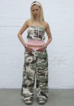 Collide Studded Velour Tube Top Camo-2