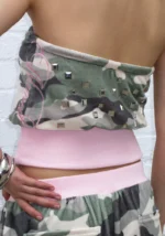 Collide Studded Velour Tube Top Camo-3