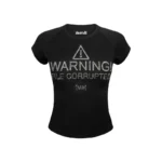 Corrupted Rhinestone Baby Tee Black