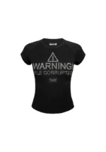 Corrupted Rhinestone Baby Tee Black