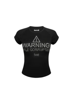 Corrupted Rhinestone Baby Tee Black