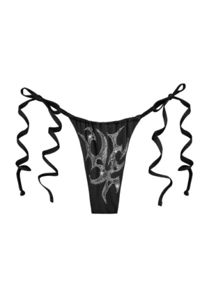 Crash Rhinestone Bikini Bottoms Black