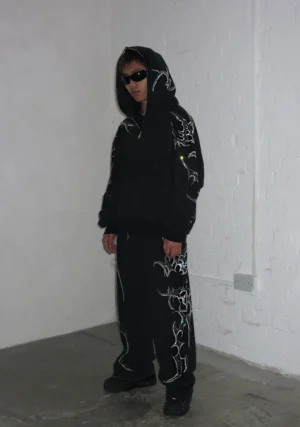 Crash Rhinestone Oversized Sweatpants Black-1