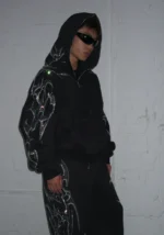 Crash Rhinestone Oversized Sweatpants Black-5