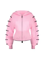Crush Buckle Fitted Waist ZIP Hoodie Baby Pink