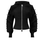 Crush Buckle Fitted Waist ZIP Hoodie Black