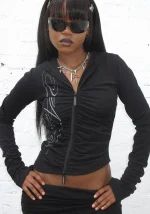 Crush Sculpt Stretch Drape Hoodie Black-1