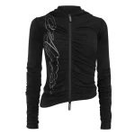 Crush Sculpt Stretch Drape Hoodie Black