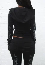 Crush Sculpt Stretch Drape Hoodie Black-3